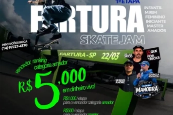 Fartura sedia 1ª etapa do Circuito Interior Paulista de Skate com R$ 5 mil em prêmios