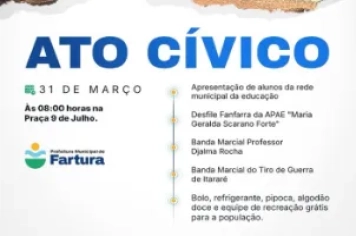 Fartura realiza Ato Cívico na Praça 9 de Julho com desfiles, bandas marciais e atividades para a população