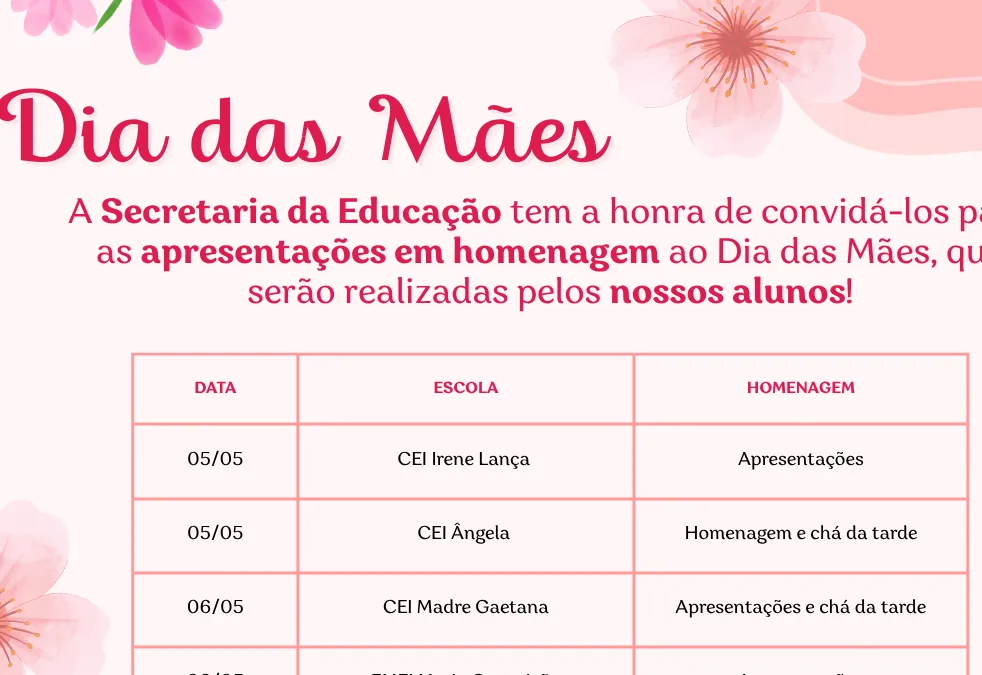 Dia das Mães na Rede Municipal de Ensino