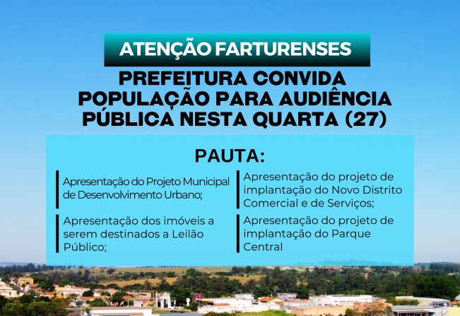 Prefeitura convida população para Audiência Pública nesta quarta (27)